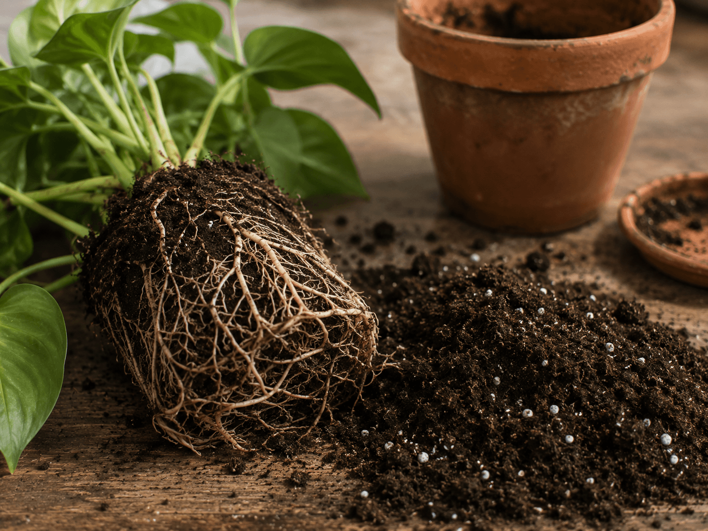 bare roots and fresh soil