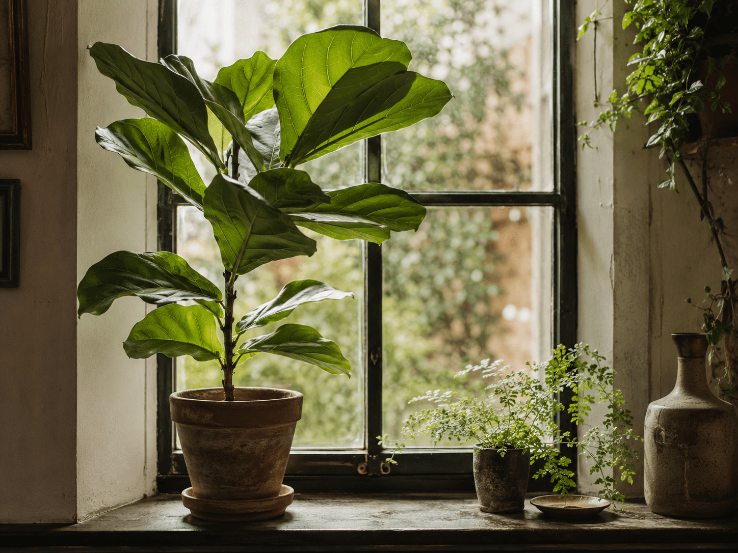 fiddle-leaf on a windowsill