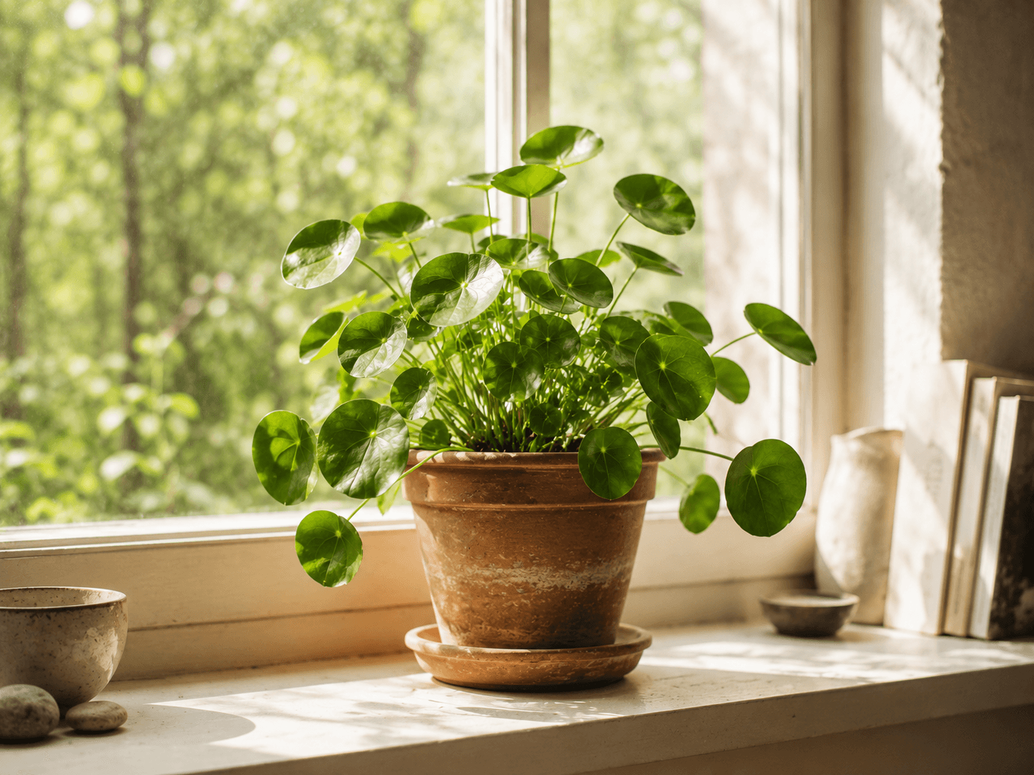 plant on a bright windowsill
