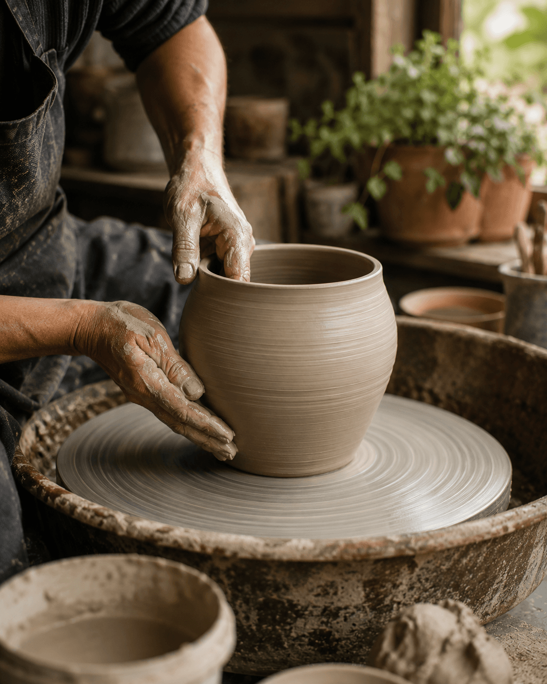 Hand-thrown ceramic pot
